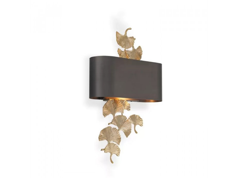 Fali lámpa 2xE14 fekete/arany levél mintás REGINA