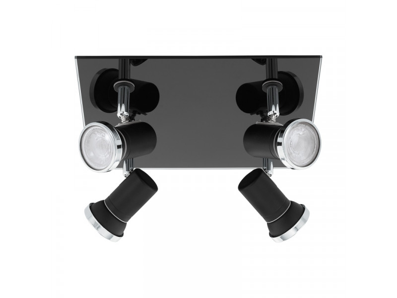 Mennyezeti lámpa 4xGU10 fekete, króm/áttetsző 260x240mm IP44 TAMARA 1
