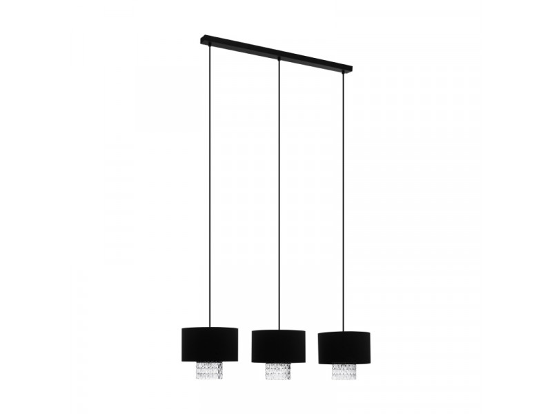 Függeszték 3xE27 fekete/fém,textil 1240x240x1500mm SAPUARA