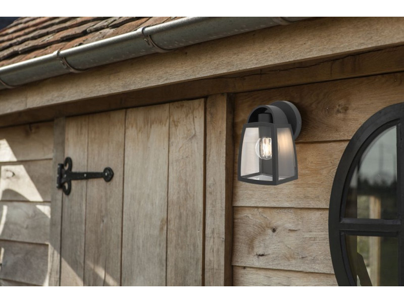 Kültéri Fali lámpa E27 fém,üveg/fekete 200x120x120mm IP44 KELSEY