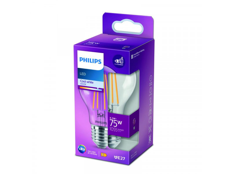 LED E27 8,5W (75W) 4000K 1055lm 80CRI 15000h filament átlátszó KÖRTE CONSUMER