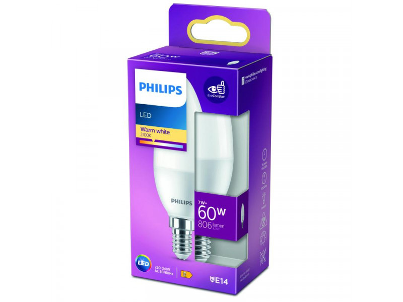 LED E14 7W (60W) 2700K 806lm 80CRI 15000h opál GYERTYA CONSUMER