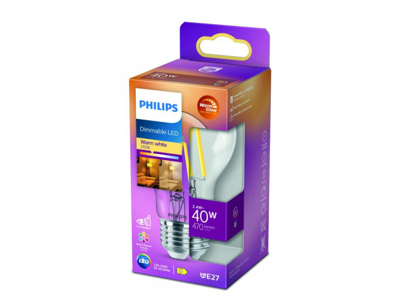 LED E27 3,4W (40W) 2200-2700K 470lm 90CRI 15000h filament átlátszó KÖRTE Dimm. CONSUMER