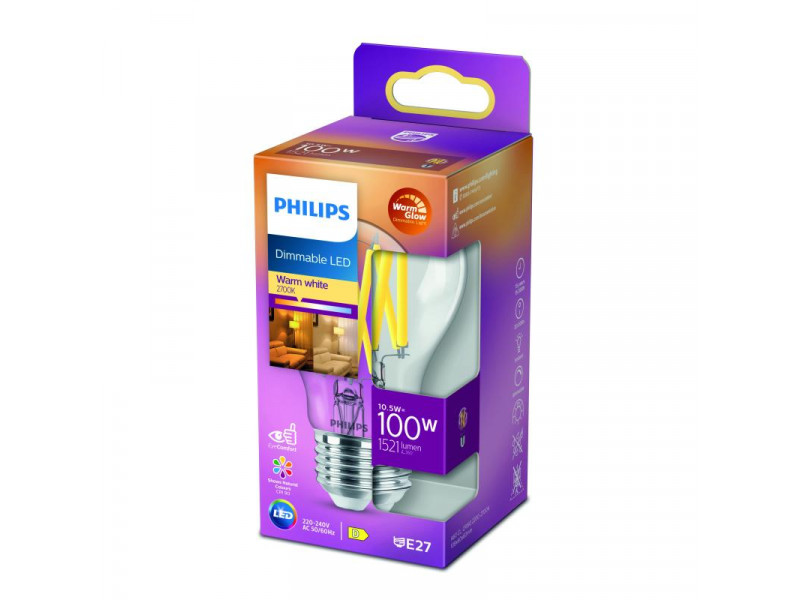 LED E27 10,5W (100W) 2200-2700K 1521lm 90CRI 15000h filament átlátszó KÖRTE Dimm. CONSUMER