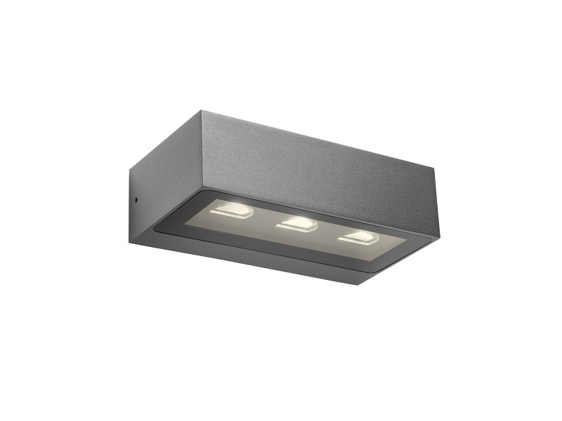 Kültéri fali lámpa LED 15,5W 2700K 1600lm sötétszürke alumínium/üveg 205x111x60mm IP54 CAPE Kültéri fali lámpa LED 15,5W 2700K 1600lm sötétszürke alumínium/üveg 205x111x60mm IP54 CAPE