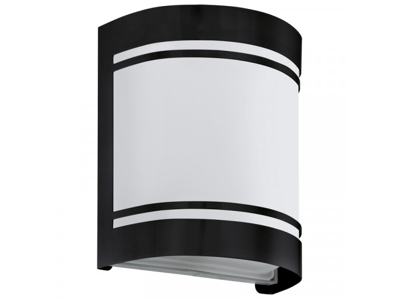 Kültéri fali E27 fekete/fehér acél/üveg 165x140x105mm IP44 CERNO