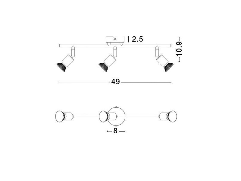 Mennyezeti lámpa 3xGU10 fém/króm 80x490x109mm BASE