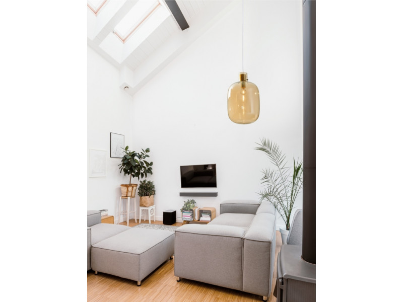 Függeszték E27 borostyán/üveg 1980x300mm CINZIA