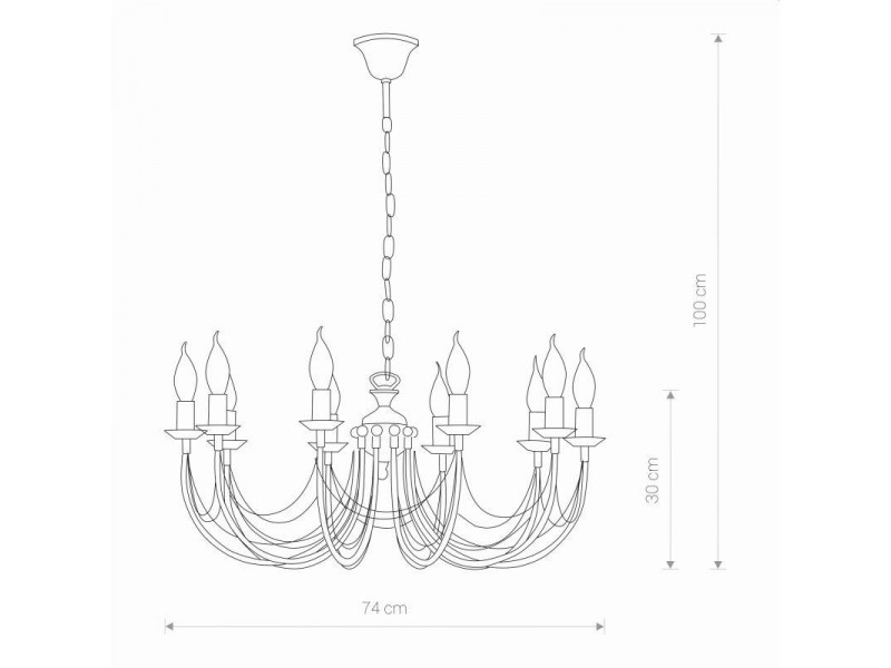 Csillár 10xE14 3000K fém/bronz 1000x740mm ARES