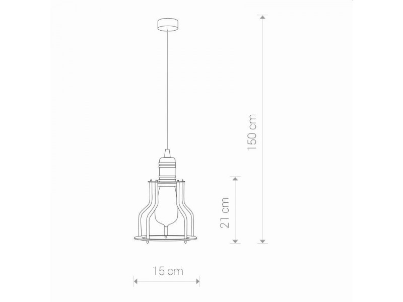 Függeszték E27 fém/fekete 1500x150mm WORKSHOP