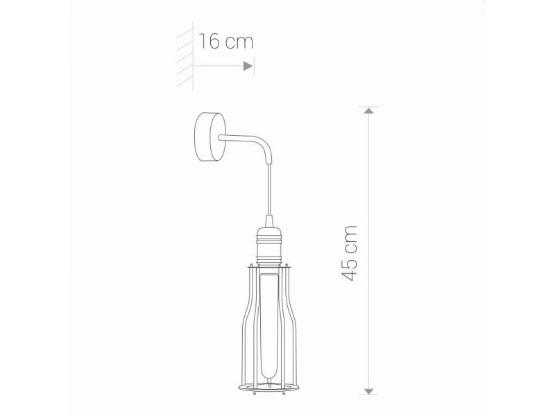 Fali lámpa E27 fém/fekete 450xx160mm WORKSHOP Fali lámpa E27 fém/fekete 450xx160mm WORKSHOP