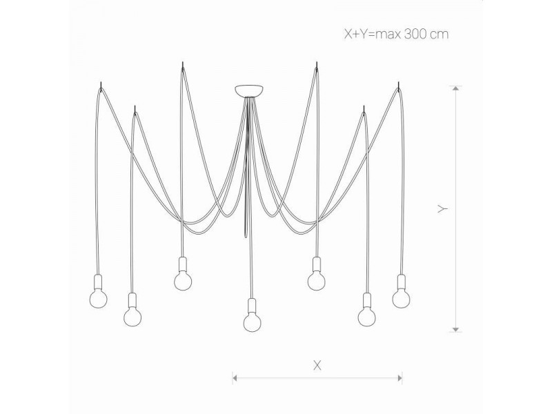 Függeszték 7xE27 szintetikus/fekete 3000mm SPIDER BLACK Függeszték 7xE27 szintetikus/fekete 3000mm SPIDER BLACK
