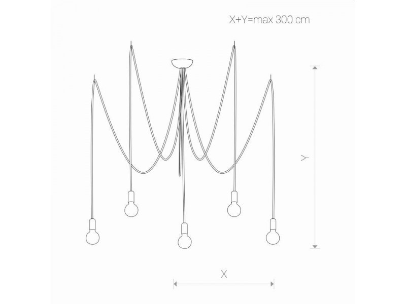 Függeszték 5xE27 szintetikus/fekete 3000mm SPIDER BLACK