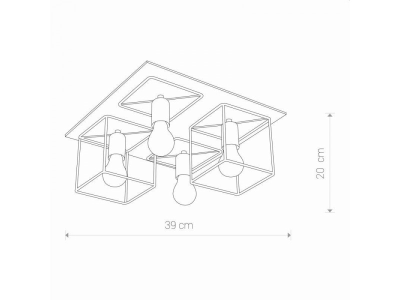 Mennyezeti lámpa 4xE27 fa/barna 200x390x390mm COBA