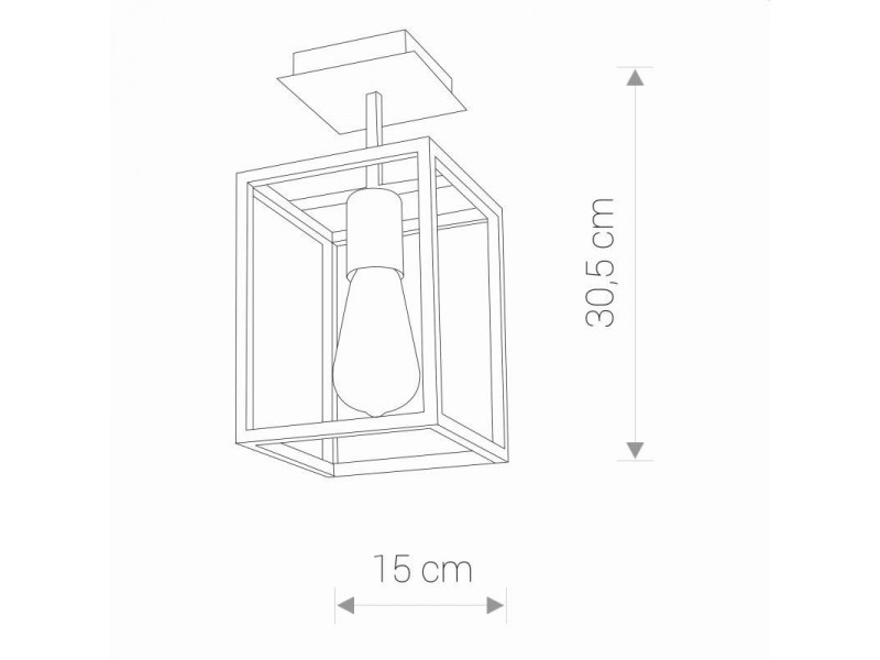 Mennyezeti lámpa E27 acél/fekete 305x150x150mm CRATE