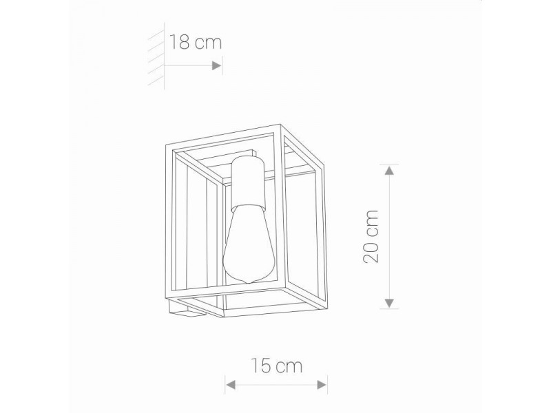Fali lámpa E27 acél/fekete 200x150x180mm CRATE