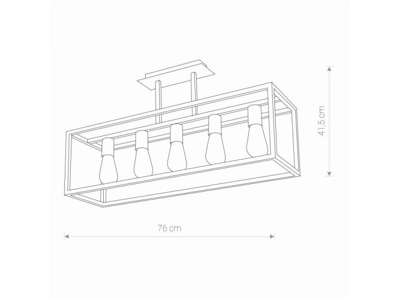 Mennyezeti lámpa 5xE27 acél/fekete 415x760x150mm CRATE