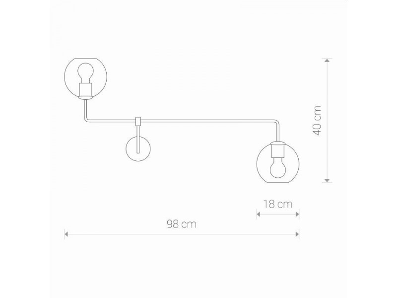 Fali lámpa 2xE27 üveg/füstszínű 400x980mm MONACO Fali lámpa 2xE27 üveg/füstszínű 400x980mm MONACO
