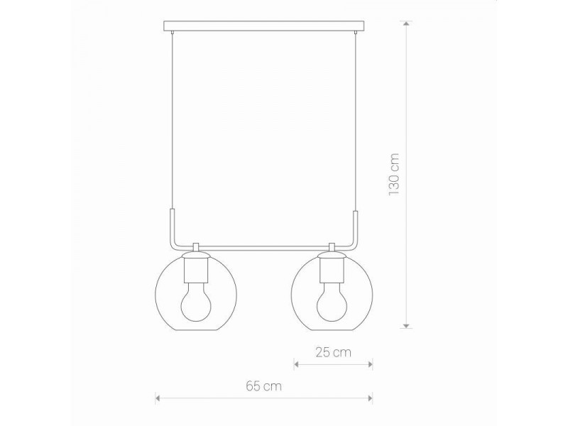 Függeszték 2xE27 üveg/füstszínű 1300x650mm MONACO