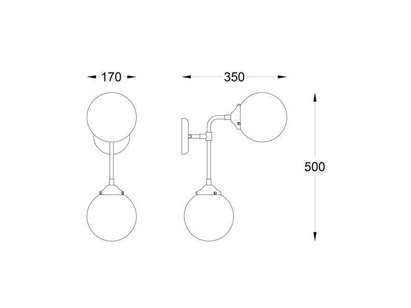Fali lámpa 2xE27 üveg/arany 500x170x350mm RIANO MEGSZŰNT